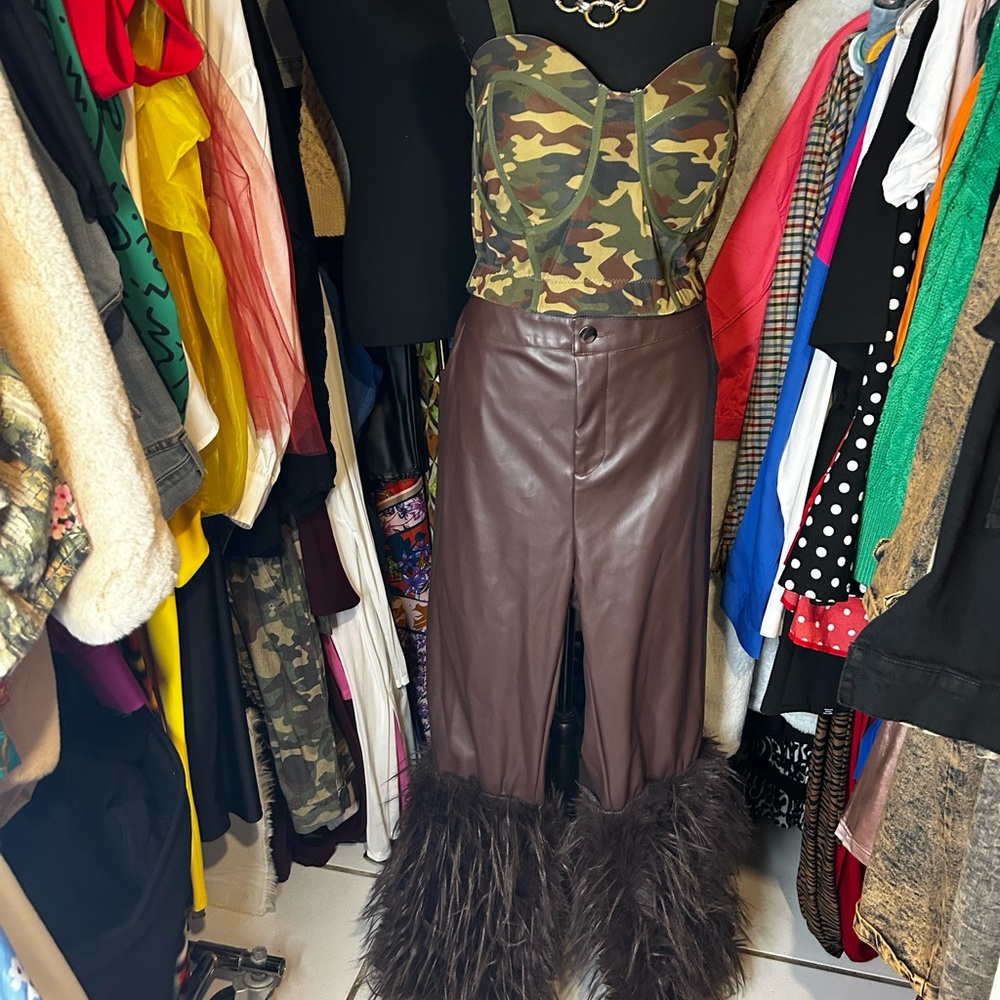 Brown Faux Leather Pants